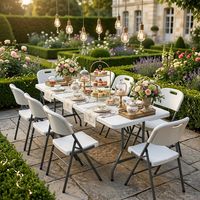 Chaise pliante blanche légère en gros, portable, en plastique, pour jardin, événements, location, salle à manger