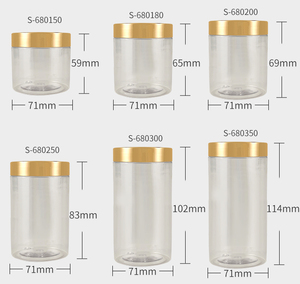 Tarros de Plástico de Grado Alimenticio con Tapa Dorada Brillante y Cierre de Rosca, Capacidad de 50g, 100g, 120g, 150g, 200g, 250g, <span class=keywords><strong>500g</strong></span>, Tarro de PET para Cremas y Mascarillas Faciales de 8 <span class=keywords><strong>oz</strong></span> - Product Image 2