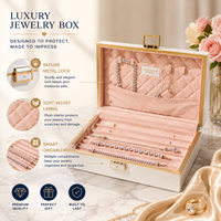Boîte de rangement à bijoux de luxe grande capacité, étui organisateur de bijoux en cuir avec logo personnalisé et serrure, présentoir pour colliers, bagues et boucles d'oreilles