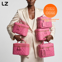 Sac de toilette double couche en cuir PU LZ Factory, trousse de maquillage de voyage, organiseur de beauté grande capacité pour femmes