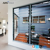 Büro-Sicherheitsglas-Jalousiefenster Belüftet Schalldicht Aluminiumrahmen Verstellbares Lamellenfenster