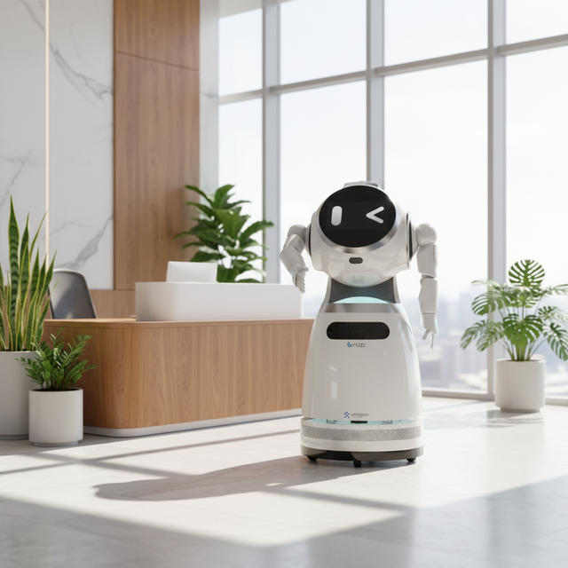 Commercial Reception Robot with AI-Powered Service Auto Charge 12-inch Screen & App Control for Hotel Lobby