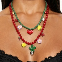 Lot de 4 colliers superposés style océan, pendentif coquillage, collier bohème perlé coloré, collier ras-du-cou fleuri, bijoux de plage