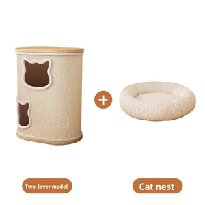 คอนโดแมวทรงรีหลายชั้น รุ่น Honeypot Luxury พร้อมที่ปีนป่าย ผ้าลินินอุ่นสำหรับฤดูหนาว เป็นมิตรกับสิ่งแวดล้อม บรรจุในกล่อง - Product Image 3