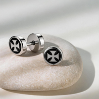 Pendientes de Acero Quirúrgico 316L con Símbolo Om Espiritual, Disco Redondo, Cruz Gótica, Yoga, Zen, para Piercing de Tragus y Hélix