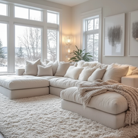 Ensemble de canapés sectionnels Chesterfield convertible, extensible, inclinable, avec revêtement amovible en velours bouclé, gonflable, pour hôtel et salon