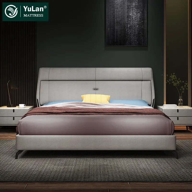 नवीनतम डिजाइन इतालवी फर्नीचर आधुनिक चमड़े बिस्तर आधुनिक चमड़े के नरम बिस्तर राजा आकार बिस्तर