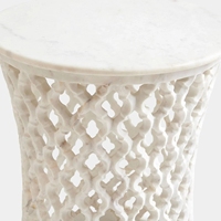 Table d'appoint minimaliste en marbre avec plateau en marbre, forme et taille personnalisées, sculptée et finie, pour chambre à coucher