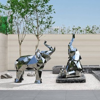 Sculpture d'animaux taille réelle, géométrie d'éléphant, sculpture abstraite trois éléphants à vendre