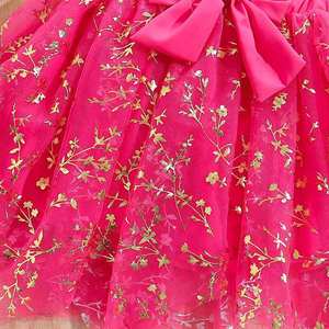 Nouvelle collection de vêtements pour filles d'été, veste à fleurs volumineuses, jupe à volants en <span class=keywords><strong>maille</strong></span> scintillante, vêtements pour enfants en gros - Product Image 4