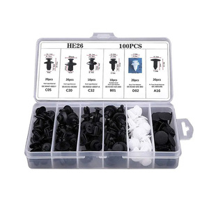 HE26 100 pièces Clips en plastique pour voiture, attaches en nylon, réparation universelle du pare-chocs, accessoires automobiles - Product Image 5