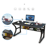 Bureau d'Étude à Domicile Moderne avec Plateau en Verre Trempé Bureau d'Ordinateur Bureau