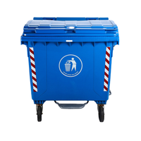 Poubelle extérieure en plastique de 1200 L avec 4 roues, bac à déchets roulant robuste