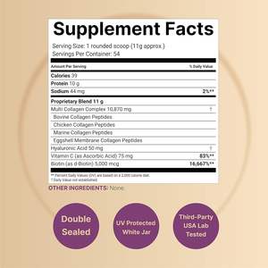 ผงคอลลาเจนทางทะเลออร์แกนิก Odm/Oem คอลลาเจนเปปไทด์จากปลาจับธรรมชาติ ดีต่อผมและผิว - Product Image 2