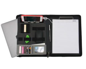 แฟ้มเอกสารหนังซิป Lork A4 สำหรับธุรกิจ พร้อมที่ชาร์จแบตสำรอง ที่ใส่ปากกา/โทรศัพท์ ได้รับการรับรองมาตรฐาน CE รับผลิตตามแบบ - Product Image 4