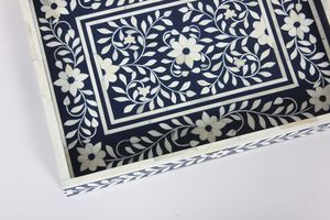 Bandeja rectangular de lujo con incrustaciones florales para servir comida, bandeja de mopa para exhibición de comida, concha de Capiz para boda y restaurante - Product Image 4