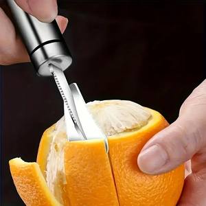 Pelador de cítricos duradero de acero inoxidable con mango ergonómico de fácil agarre, apto para uso doméstico para pelar naranjas y limones - Product Image 6