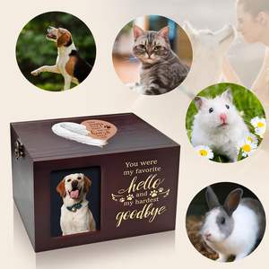 โกศไม้สำหรับสัตว์เลี้ยง GLASSWINDS พร้อมกรอบรูปที่ระลึก รูปทรงหัวใจ/ปีก บุด้วยผ้ากำมะหยี่ สำหรับใส่เถ้ากระดูกสุนัขและแมว ของขวัญที่ระลึก (สีน้ำตาล) - Product Image 5