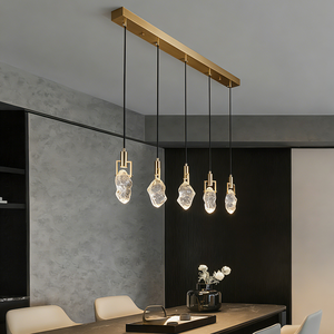 Copper Luxury Brass Chandeliers <b>Light</b> Pendants Modern Stair Chandelier Crystal for <b>Dining</b> Home Decor Villa Room - Product Image 1