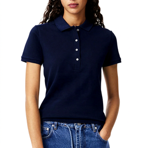 Chemise décontractée légère à manches courtes pour femme, tricotée sur mesure, colorée, respirante, écologique, à séchage rapide et de couleur unie - Product Image 1