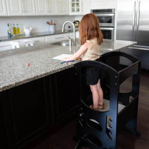 Tour d'apprentissage en bois naturel pour enfants, tabouret d'aide en cuisine, plateforme de sécurité pour tout-petits - Product Image 2