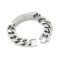 Bracelet tendance pour homme en acier inoxydable argenté de 18 mm de large, chaîne courbée, accessoire en acier titane