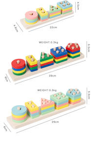 Geometrik şekil eşleştirme blokları Montessori ahşap sıralama ve bebekler için istifleme oyuncaklar 3-10 yıl şekil sıralama - Product Image 6