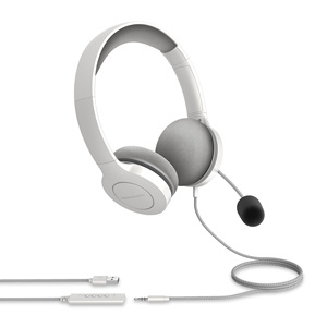 Casque Office 3 blanc (prise USB et 3,5 mm, contrôle du volume et du silence, micro à bras rétractable) - Product Image 3