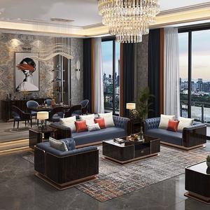 Ensemble de canapés de luxe léger, meubles en cuir, salon moderne, <span class=keywords><strong>canapé</strong></span> en forme de U <span class=keywords><strong>bleu</strong></span> <span class=keywords><strong>ciel</strong></span> - Product Image 3