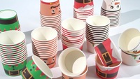PLA Gecustomizeerde milieuvriendelijke recyclebare ijsbekers verpakking voor onderweg met logo, papieren container met deksel
