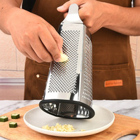 9 inch roestvrijstalen kaasrasp 4-zijdig perfecte boxrasp multifunctionele handmatige fruit-, groente- en chocolademolen