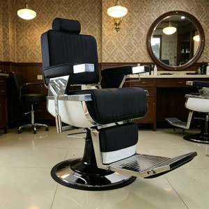 Chaise de barbier de qualité professionnelle, robuste, hydraulique, 360° °   Mobilier de salon pivotant en cuir de qualité supérieure personnalisable - Product Image 5