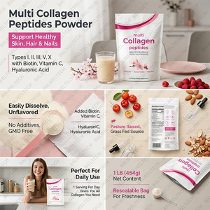 Colágeno en Polvo al por Mayor con Péptidos de Colágeno Múltiple, Vitamina C y Ácido Hialurónico para Apoyar la Salud del Cabello y la Piel - Product Image 5