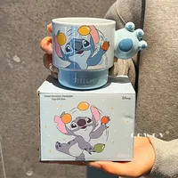 Mug à café en céramique Stitch Cartoon - Tasses empilables mignonnes pour femmes, tasse à boire de haute qualité pour le bureau et la maison avec boîte cadeau