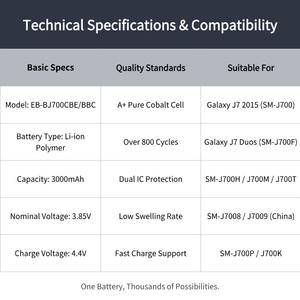 <span class=keywords><strong>ราคา</strong></span>โรงงาน <span class=keywords><strong>แบตเตอรี่</strong></span> 3000mAh รุ่น EB-BJ700CBE สำหรับ <span class=keywords><strong>Samsung</strong></span> Galaxy <span class=keywords><strong>J7</strong></span> 2015 J700 J700F <span class=keywords><strong>แบตเตอรี่</strong></span>ลิเธียมไอออนทดแทน รองรับการสกรีนโลโก้ - Product Image 3