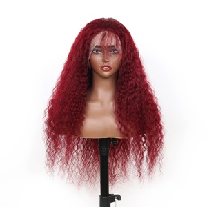Parrucche in Capelli Umani con Pizzo 13x4 per Donne, Ricci Acqua Colorati 99j Borgogna, <span class=keywords><strong>Parrucca</strong></span> HD con Pizzo 13x6, Onda Profonda <span class=keywords><strong>Rossa</strong></span> Colorata - Product Image 4