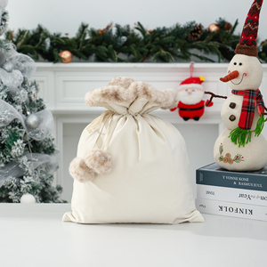 Lussuosi Mini Sacchi di Babbo Natale Vuoti Ricamati per Regali di Buon Natale, Borsa Natalizia <span class=keywords><strong>in</strong></span> Velluto per Sublimazione con Pompon - Product Image 6