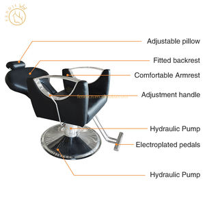 Fauteuil de Barbier Pivotant Noir Moderne, Réglable en Hauteur et Inclinable, pour Salon de Coiffure Professionnel - Product Image 5