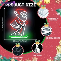 En gros, enseigne néon LED personnalisée Père Noël, lumière néon USB portable à intensité variable avec motif ski, décoration de Noël pour cheminée et fenêtre