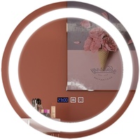 Miroir de salle de bain rond à LED rétroéclairé avec horloge numérique pour hôtel, salle de maquillage, décoration intérieure, vente en gros