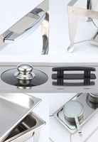 JUYOU Ensemble de réchauds de luxe en acier inoxydable de haute qualité pour buffet et traiteur, avec un, deux ou trois plateaux