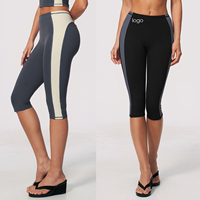 Legging Capri de Yoga pour Femme à Logo Personnalisé, Séchage Rapide, Anti-Transpiration, Blocs de Couleurs, Taille Haute, Effet Ventre Plat, pour Pilates et Jogging, Tenue de Sport