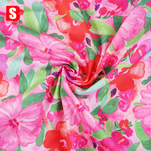 Chấp Nhận Tùy Chỉnh 100% Hữu Cơ Cotton Poplin Vibrant Màu Hồng Hoa Mô Hình Tùy Chỉnh Kỹ Thuật Số In Vải Cho Phụ Nữ Dresses Áo Sơ Mi - Product Image 3