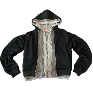 Men's <b>Black</b> Hooded Zip-Up Sweatshirt Regular Fit Fleece Casual Autumn Wear - Product Image 1