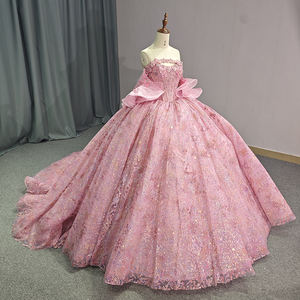 Para Jancember 1238 Vestido de debutante de noche rosa brillante Mangas desmontables Apliques de cuentas naturales Cristales Bordado Fiesta - Product Image 2