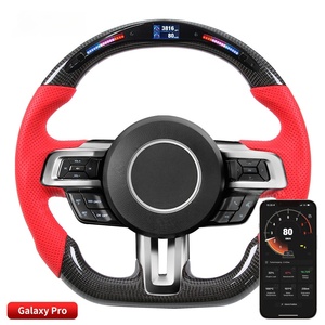 Volant de direction en fibre de carbone véritable avec commande par application LED, vitesse et régime, <span class=keywords><strong>prix</strong></span> d'usine, pour <span class=keywords><strong>Ford</strong></span> <span class=keywords><strong>Mustang</strong></span> 2015-2020, volant de direction pour voiture de sport - Product Image 3