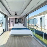Capsule spatiale de luxe préfabriquée, maison mobile compacte avec vue panoramique pour le glamping en station balnéaire et la vie en plein air