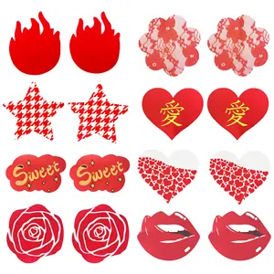 Multi Shapes Custom Logo Pasties Sexy Red Nipple Cover Breast Covers Lingerie Accessories Adult Breast Sticker For Women