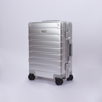 Échantillon de logo disponible, valise de cabine de luxe en aluminium, fermeture éclair TSA sans fermeture éclair, panneau imperméable, écologique, légère, en polyester