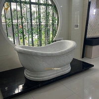 Baignoire de luxe moderne en marbre de Carrare JUNREN, cuve en pierre naturelle pour villas, design salle de bain